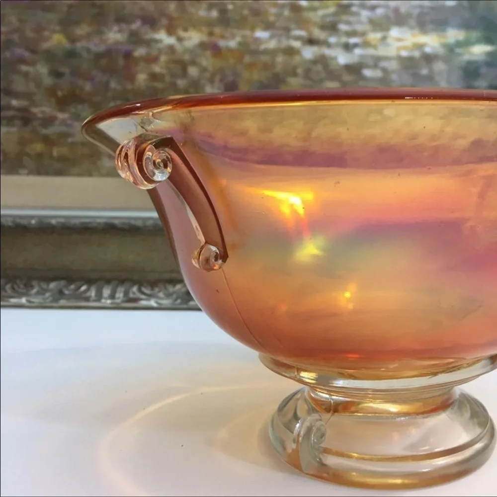 Imperial Carnival Glass Double Scroll Bowl in Marigold Vintage 1920’s - Picture 2 of 8